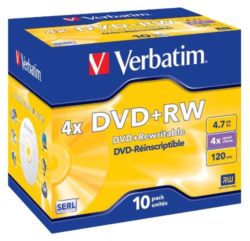 Verbatim DVD+RW 4X 4,7GB Scratch Resistant Surface Jewel Case 10er Pack DVD-Rohlinge