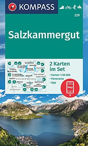 KOMPASS Wanderkarte 229 Salzkammergut 1:50000 (2 Karten im Set): mit Panorama inklusive Karte zur offline Verwendung in der KOMPASS-App. Fahrradfahren. Skitouren. (KOMPASS-Wanderkarten, Band 229)