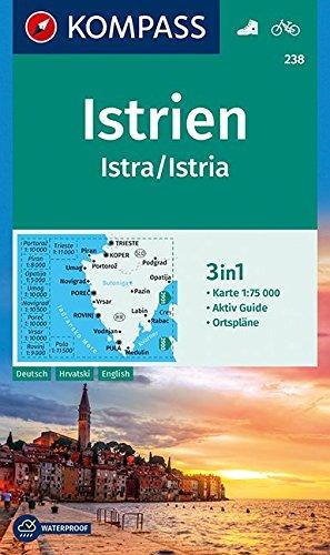 Istrien, Istra, Istria: 3in1 Wanderkarte 1:75000 mit Aktiv Guide und Ortsplänen. Fahrradfahren. (KOMPASS-Wanderkarten, Band 238)