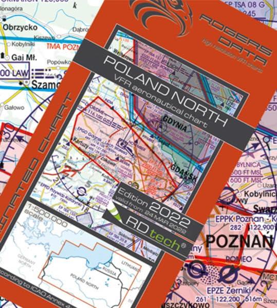 Poland North ICAO VFR Luftfahrtkarte 500k: Polen Nord VFR Luftfahrtkarte – ICAO Karte, Maßstab 1:500.000