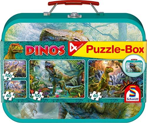 Schmidt CGS_56495 Dinosaurs Puzzle Box (2x60pc/2x100pc), Multicolor