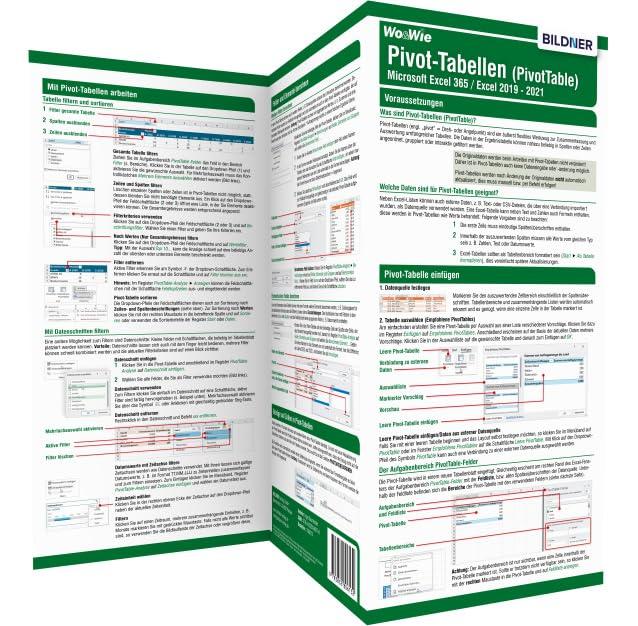 Pivot-Tabellen (PivotTable) Microsoft Excel 365 / Excel 2019 - 2021: Die Wo&Wie Schnellübersicht