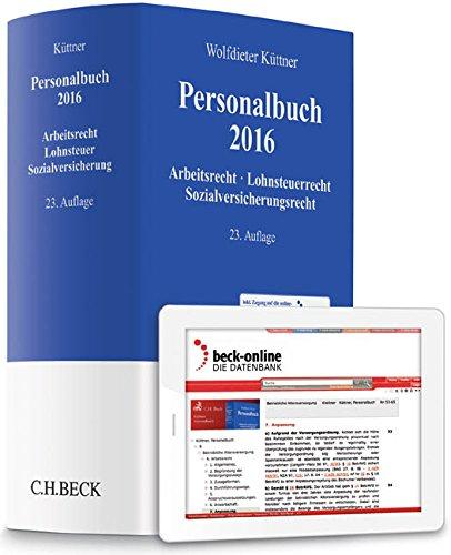 Personalbuch 2016: Arbeitsrecht, Lohnsteuerrecht, Sozialversicherungsrecht - Rechtsstand: 1. Januar 2016