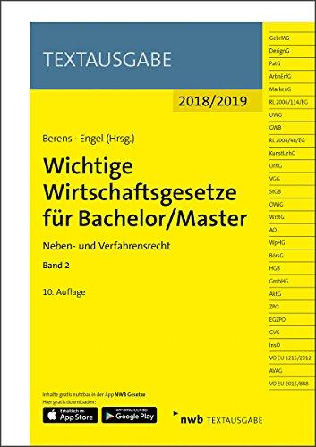 Wichtige Wirtschaftsgesetze für Bachelor/Master, Band 2: Neben- und Verfahrensrecht (Textausgabe)