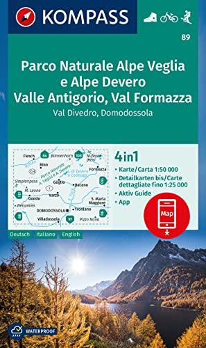 KOMPASS Wanderkarte 89 Parco Naturale Alpe Veglia e Alpe Devero, Valle Antigorio, Val Formazza, Val Divedro, Domodossola 1:50.000: 4in1 Wanderkarte ... in der KOMPASS-App. Fahrradfahren. Skitouren.