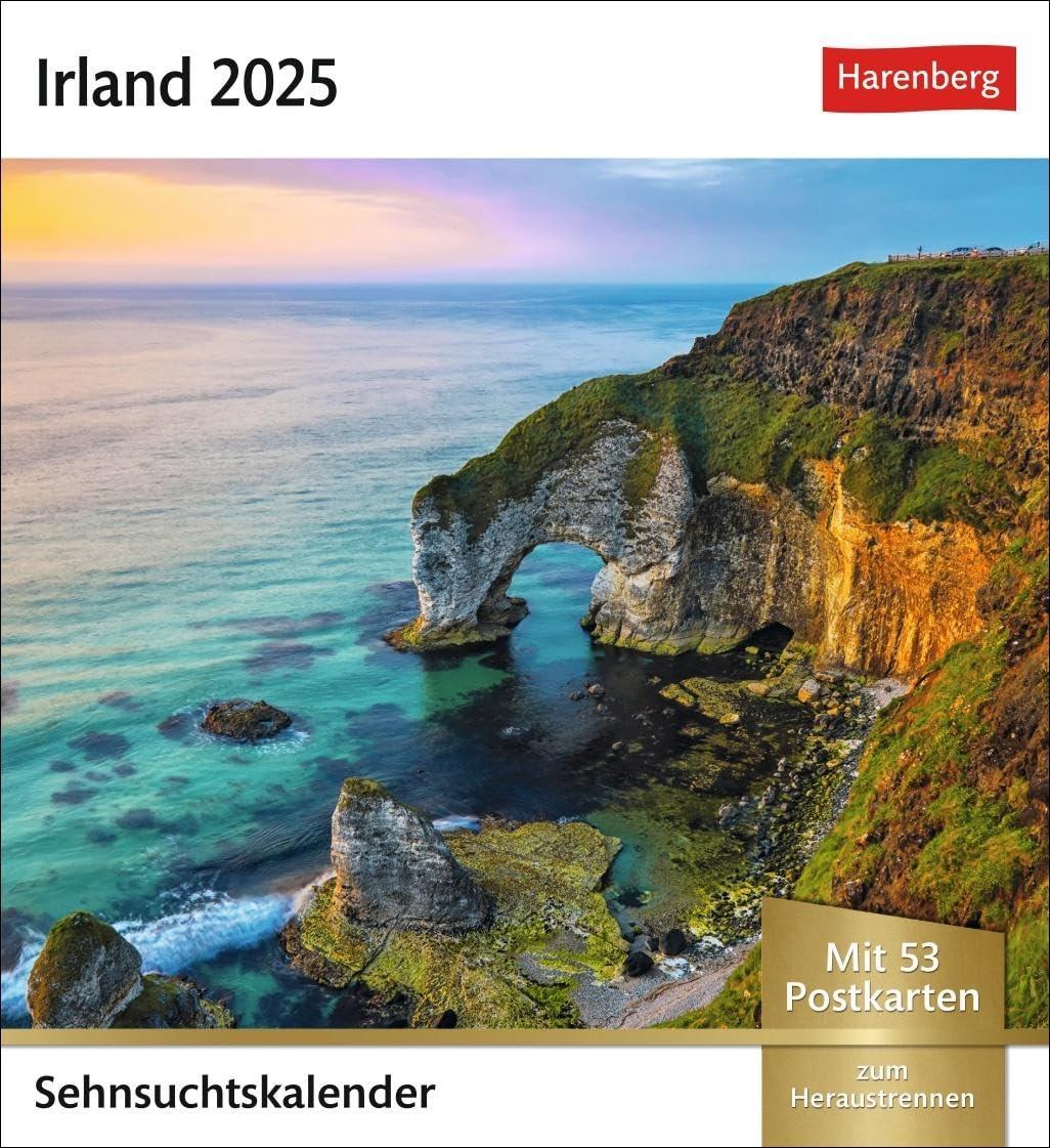 Irland Sehnsuchtskalender 2025 - Wochenkalender mit 53 Postkarten: Fernweh in einem Foto-Kalender zum Aufstellen. Die schönsten Landschaften Irlands ... zum Aufhängen (Sehnsuchtskalender Harenberg)