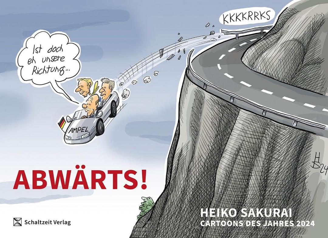 Abwärts - Cartoons des Jahres 2024: die besten Cartoons des Jahres von Heiko Sakurai - Jahresrückblick (Cartoon-Jahresbände: Das beste von Klaus Stuttmann und Heiko Sakurai)