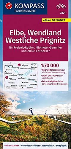 KOMPASS Fahrradkarte Elbe, Wendland, Westliche Prignitz 1:70.000, FK 3321: reiß- und wetterfest mit Extra Stadtplänen (KOMPASS-Fahrradkarten Deutschland, Band 3321)