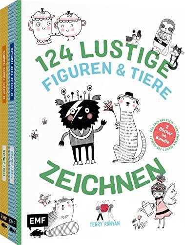 124 lustige Figuren und Tiere zeichnen: Zwei Bücher im Bundle: Zeichenspaß für Groß und Klein – Ganz einfach Schritt-für-Schritt