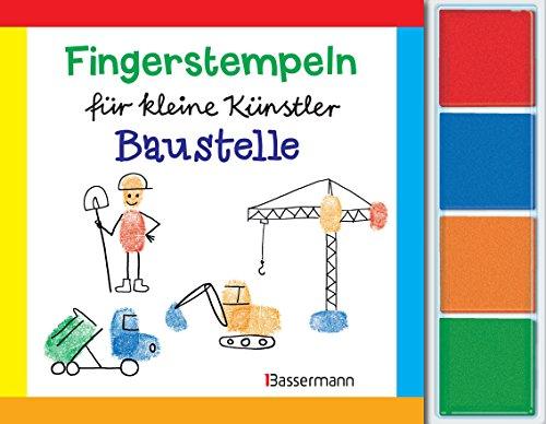 Fingerstempeln f. kl. Künstler-Baustelle-Set: Auf der Baustelle. Mit vier Fingerstempelfarben