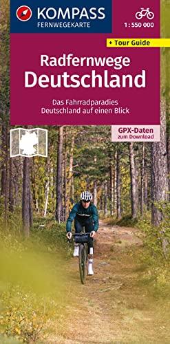 KOMPASS Radfernwegekarte Deutschland 1:550.000: Das Fahrradparadies Deutschland auf einen Blick. GPX-Daten zum Download.