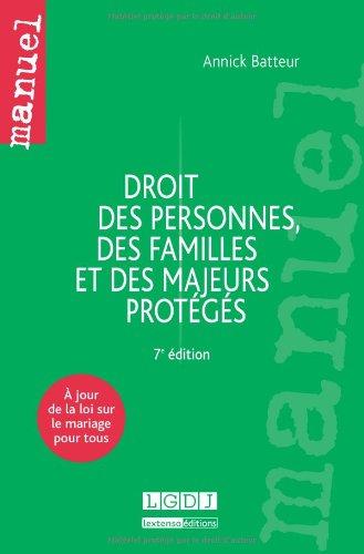 Droit des personnes, des familles et des majeurs protégés : à jour de la loi sur le mariage pour tous