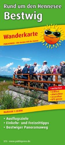 Wanderkarte Rund um den Hennesee - Bestwig: mit Ausflugszielen, Einkehr- & Freizeittipps, wetterfest, reissfest, abwischbar, GPS-genau. 1:25000