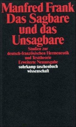 Das Sagbare und das Unsagbare: Studien zur französischen Hermeneutik und Texttheorie