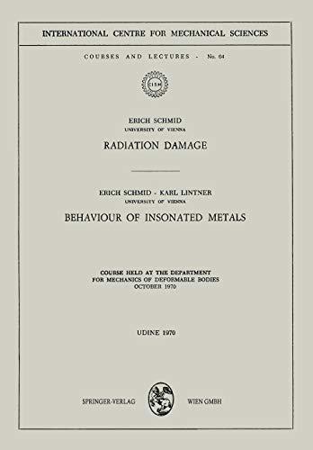 Radiation Damage. Behaviour of Insonated Metals: Course Held at the Department for Mechanics of Deformable Bodies October 1970 (CISM International Centre for Mechanical Sciences, 64, Band 64)