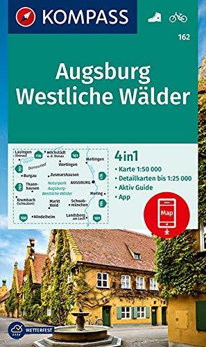 KOMPASS Wanderkarte Augsburg, Westliche Wälder: 4in1 Wanderkarte 1:50000 mit Aktiv Guide und Detailkarten inklusive Karte zur offline Verwendung in ... (KOMPASS-Wanderkarten, Band 162)