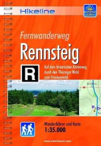 Hikeline Fernwanderweg Rennsteig, 169 km: Auf dem historischen Kammweg durch den Thüringer Wald zum Frankenwald. Wanderführer und Karte 1 : 35.000, wetterfest