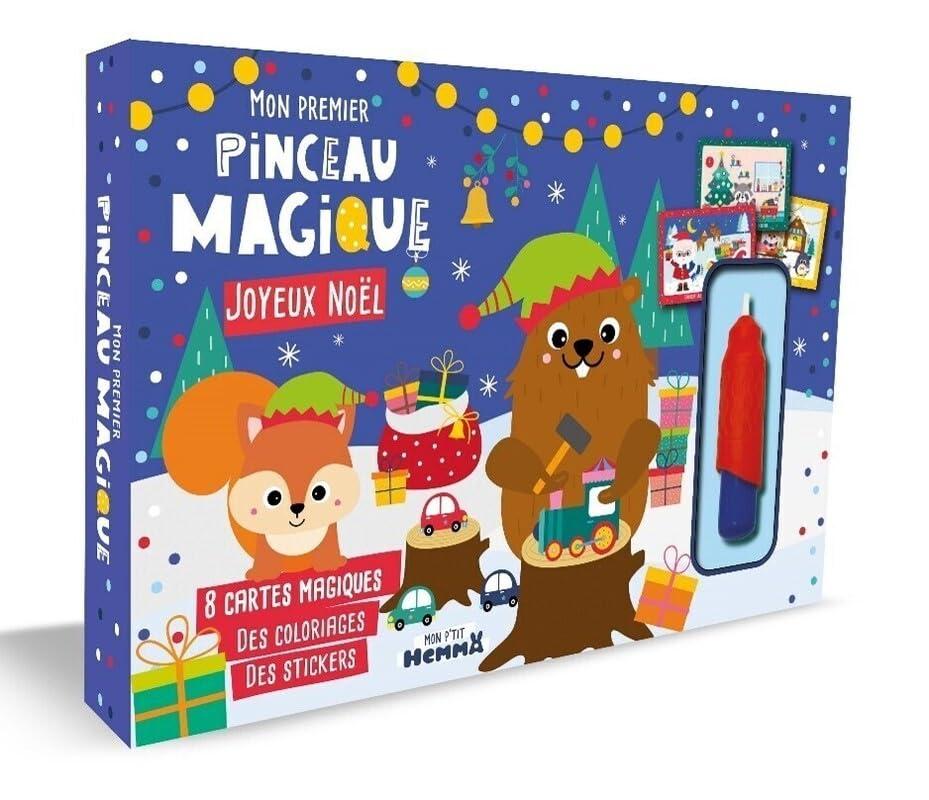 Mon P'tit Hemma : Mon premier pinceau magique : Joyeux Noël - 8 cartes magiques - Des coloriages - Des stickers