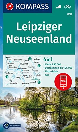 KOMPASS Wanderkarte 818 Leipziger Neuseenland 1:50.000: 4in1 Wanderkarte , mit Aktiv Guide und Detailkarten inklusive Karte zur offline Verwendung in der KOMPASS-App. Fahrradfahren.