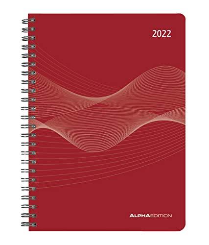 Wochenplaner PP-Einband rot 2022 - Büro-Kalender A5 - Cheftimer - red - Ringbindung - 1 Woche 2 Seiten - 128 Seiten - Alpha Edition