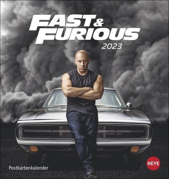 Fast & Furious Postkartenkalender 2023 - Kalender mit perforierten Postkarten - zum Aufstellen und Aufhängen - mit Monatskalendarium - 16 x 17 cm