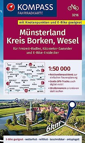 KOMPASS Fahrradkarte 3216 Münsterland, Kreis Borken, Wese 1:50.000: reiß- und wetterfest