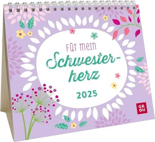 Mini-Kalender 2025: Für mein Schwesterherz: Mini-Monatskalender. Kleiner Tischkalender zum Aufstellen mit Monatskalendarium | Geschenk für die Schwester