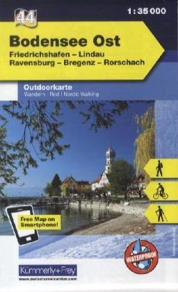 Deutschland Outdoorkarte 44 Bodensee Ost 1:35.000: Friedrichshafen, Lindau, Ravensburg, Bregenz, Rorschach. Wanderwege, Radwanderwege, Nordic Walking