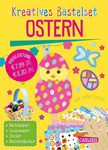 Kreatives Bastelset: Ostern: Set mit Bastelpapier, Seidenpapier, Stickern und Bastelstäbchen