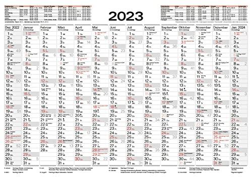 Tafelkalender A5 2023: 14 Monate auf einer Seite I Ferientermine und Feiertage