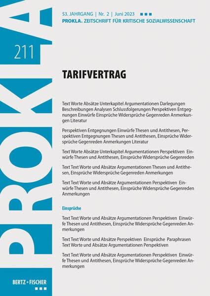 Tarifvertrag: PROKLA 211 / 53. Jg., Heft 2, Juni 2023 (PROKLA. Zeitschrift für kritische Sozialwissenschaft)