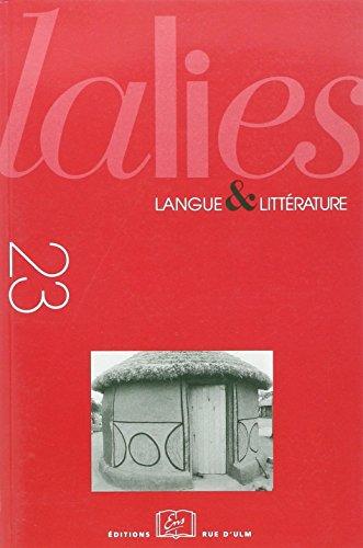 Lalies, n° 23. Actes des sessions de linguistique et de littérature : Aussois, 26-31 août 2002