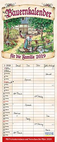 Bauernkalender 2019: Familienplaner - 4 große Spalten mit viel Platz. Hochwertiger Familienkalender mit netten Bildern, Ferienterminen und Vorschau bis März 2020. 19 x 47 cm.