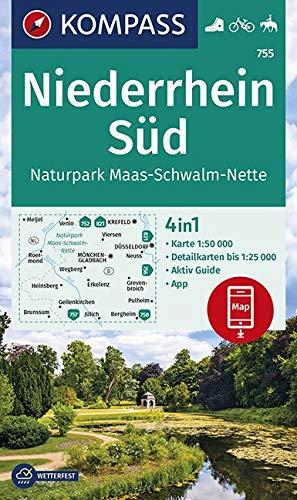 KOMPASS Wanderkarte Niederrhein Süd, Naturpark Maas-Schwalm-Nette: 4in1 Wanderkarte 1:50000 mit Aktiv Guide und Detailkarten inklusive Karte zur ... in der KOMPASS-App. Fahrradfahren. Reiten.