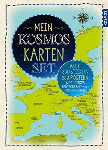 Mein KOSMOS Karten Set: 3 Poster + 350 Sticker: Welt, Europa, Deutschland + Österreich und Schweiz