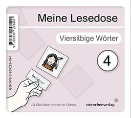 Meine Lesedose 4 - viersilbige Wörter: 24 Bild-Wort-Karten in Silben.