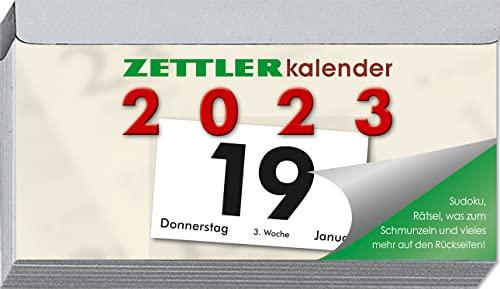 Tagesabreißkalender Q 2023 - 10,9x5,9 cm - 1 Tag auf 1 Seite - mit Sodokus, Rezepten, Rätseln uvm. auf den Rückseiten - Bürokalender 312-0000