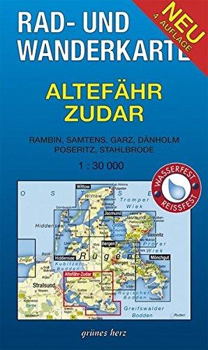 Rad- und Wanderkarte Altefähr, Zudar: Mit Rambin, Samtens, Garz, Dänholm, Poseritz, Stahlbrode.  Maßstab 1:30.000. Wasser- und reißfest.