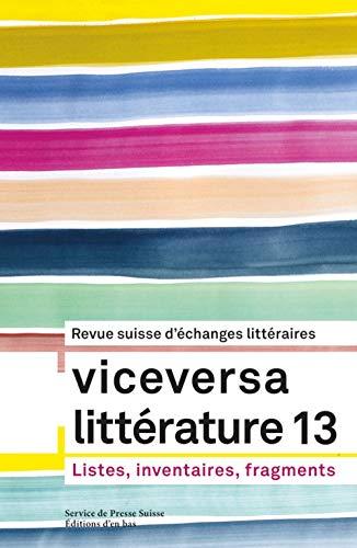 Viceversa, n° 13. Listes, inventaires, fragments