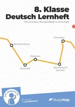 8. Klasse Deutsch Lernheft: inkl. Lernvideos und Aufgaben. Für Klassenarbeiten, Prüfungen, Tests | Rechtschreibung, Satzbau, Texte, Verben, Satzglieder, Zeichensetzung