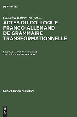 Études de syntaxe (Linguistische Arbeiten, 13, Band 13)