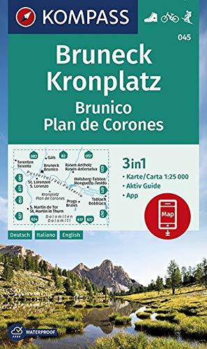 KOMPASS Wanderkarte Bruneck, Kronplatz Brunico Plan de Corones: 3in1 Wanderkarte 1:25000 mit Aktiv Guide inklusive Karte zur offline Verwendung in der ... Skitouren. (KOMPASS-Wanderkarten, Band 45)