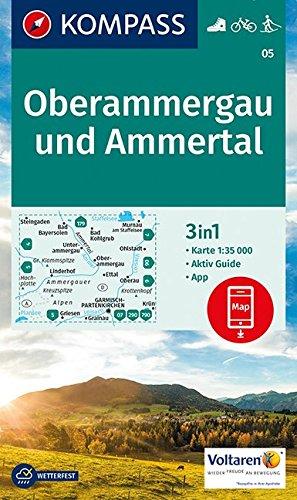 Oberammergau und Ammertal: 3in1 Wanderkarte 1:35000 mt Aktiv Guide inklusive Karte zur offline Verwendung in der KOMPASS-App. Fahrradfahren. Langlaufen. (KOMPASS-Wanderkarten, Band 5)