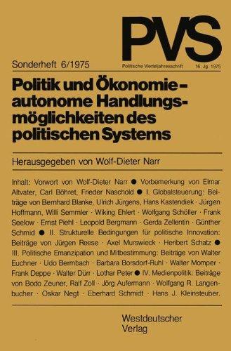 Politik und Ökonomie (Politische Vierteljahresschrift Sonderhefte)