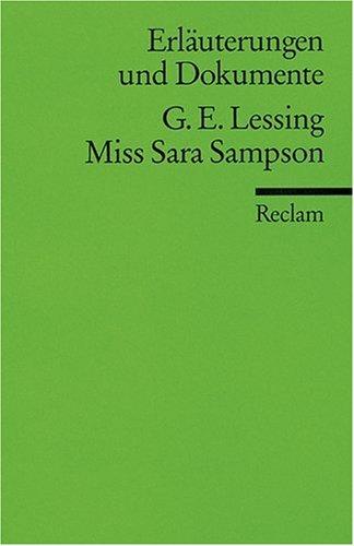 Miß Sara Sampson. Erläuterungen und Dokumente.