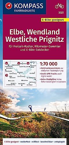 KOMPASS Fahrradkarte 3321 Elbe, Wendland, Westliche Prignitz 1:70.000: reiß- und wetterfest mit Extra Stadtplänen