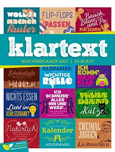 Klartext Sprüche - Wochenplaner Kalender 2021, Wandkalender im Hochformat (25x33 cm) - Typografie Wochenkalender mit Rätseln und Sudokus