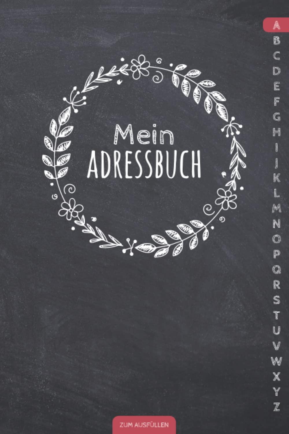 Mein Adressbuch: Handliches Kontaktbuch mit Telefonregister und Geburtstagskalender | Schwarzes Telefonbuch klein DIN A5 | Register A-Z alphabetisch | ... Adresse, Geburtstag | Schlichtes Design