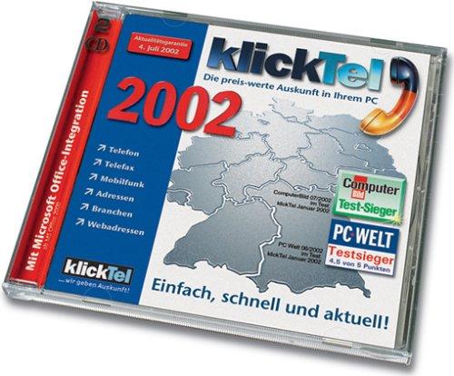 klickTel Juli 2002. CD- ROM für Windows 95/98/2000/ XP/ NT4.0. Die preiswerte Auskunft in Ihrem PC. Einfach, schnell, aktuell