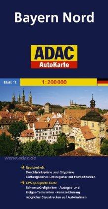 ADAC AutoKarte Deutschland, Bayern Nord 1:200.000: Registerheft: Zufahrtskarten und Citypläne. Umfangreiches Ortsregister mit Postleitzahlen. ... möglicher Staustrecken auf Autobahnen